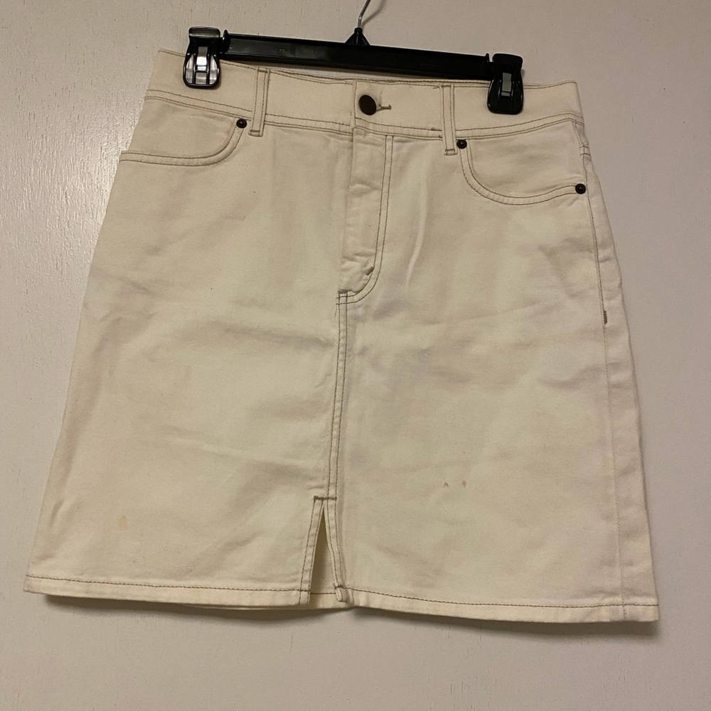 & other stories white denim high waisted skirt
